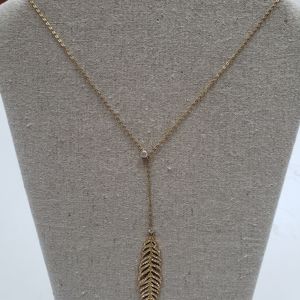 Nadri Feather Slider Lariat Necklace